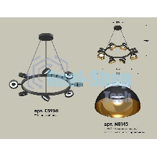 Светильник Ambrella light XB9198101/8 SBK/PYG/CL черный песок/золото желтое полированное/прозрачный GX53 (C9198, N8145)