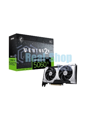 Видеокарта MSI RTX 5060 Ti 8G VENTUS 2X OC PLUS, NVIDIA RTX 5060 Ti, 8 ГБ GDDR7, 128 бит, PCI-e 5.0, 1xHDMI, 3xDP, 2617 МГц