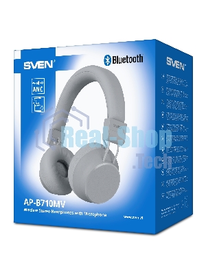 Беспроводные/проводные наушники Sven AP-B710MV серый, полноразмерные, Bluetooth + Jack 3.5 мм, складная конструкция, до 22 ч