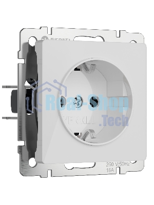 Розетка с заземлением и шторками (белый акрил)