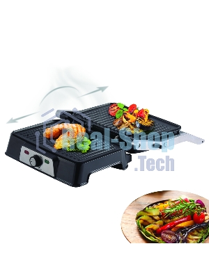 Гриль-пресс электрический Endever Grillmaster 220, серебристый/черный
