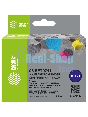 Картридж струйный Cactus CS-EPT0791 (T0791) черный (13.8 мл) для Epson Stylus Photo 1400/1500/PX700/710