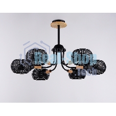 Светильник Ambrella light TR80167/6 BK/LWD черный/светлое дерево E14/6 max 40W D690*370