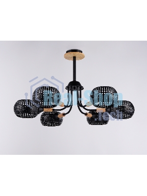 Светильник Ambrella light TR80167/6 BK/LWD черный/светлое дерево E14/6 max 40W D690*370