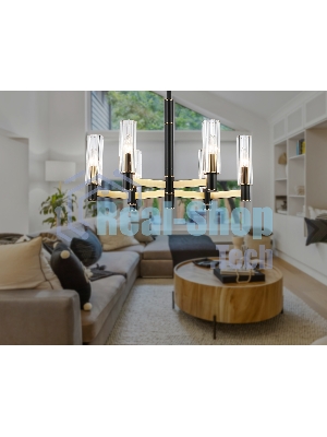 Люстра Ambrella light LH55511/6 BK/BS/CL черный/латунь/прозрачный E14*6 max 40W D570*760