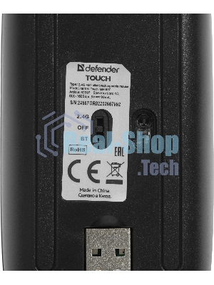 Мышь беспроводная Defender Touch MM-997 черный, 1600 dpi, радиоканал, Bluetooth, USB, кнопки - 4