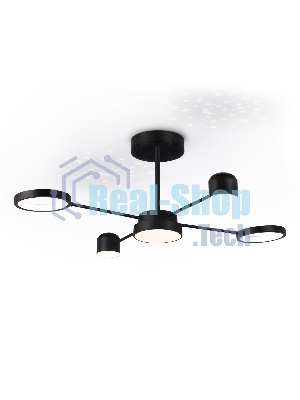 Потолочный светодиодный светильник Ambrella light FL51632/4+1 BK/GD черный/золото 3000K-6400K 48W 910*745*300 (ПДУ ИК)