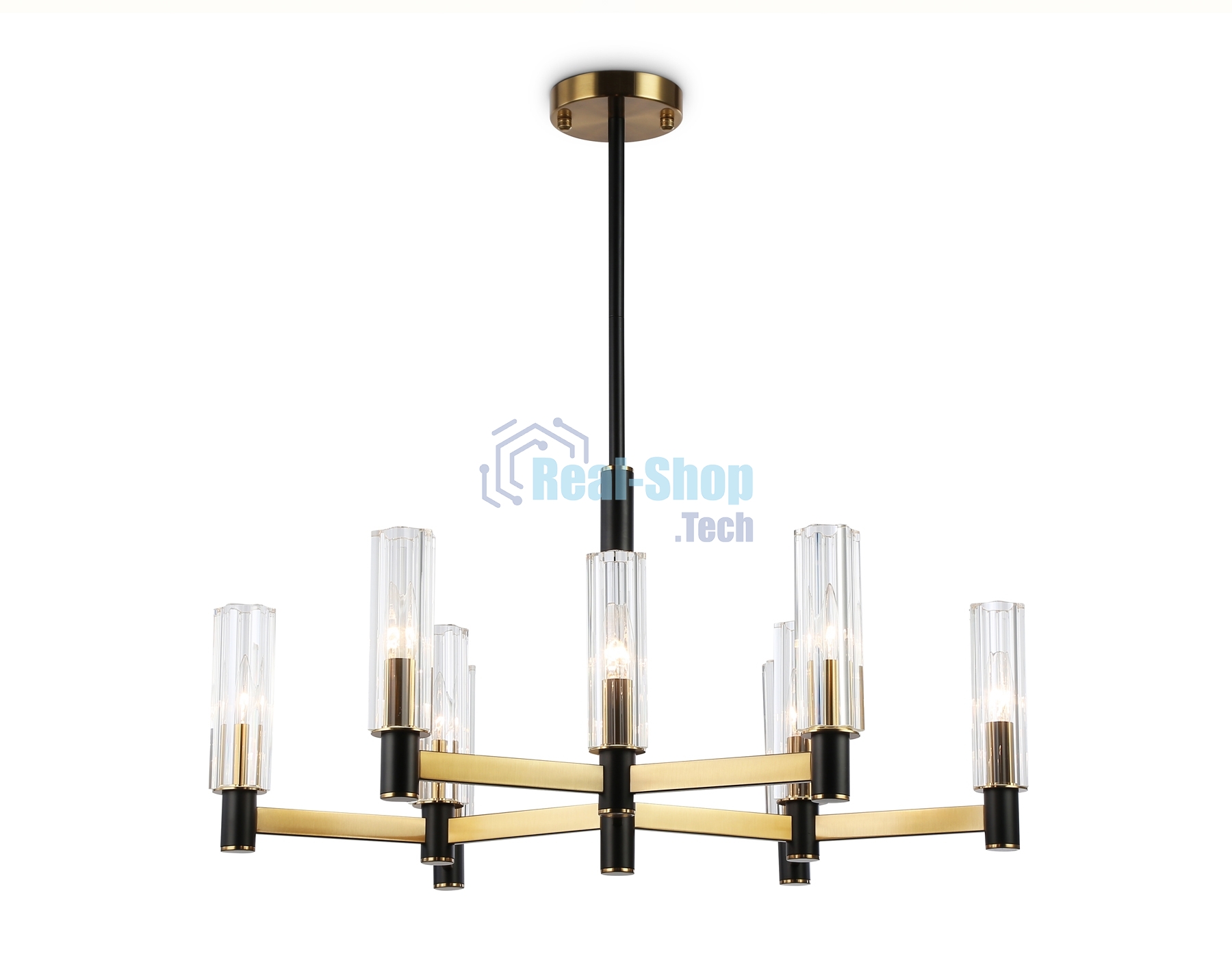 Люстра Ambrella light LH55513/9 BK/BS/CL черный/латунь/прозрачный E14*9 max 40W D760*760