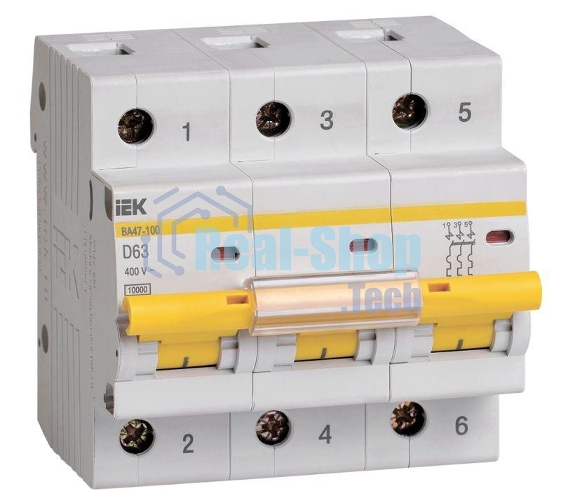 Авт. выкл. IEK MVA40-3-063-D ВА47-100 3Р 63А 10кА х-ка D IEK