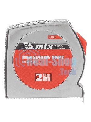 Рулетка MTX Chrom, 2 м x 13 мм, хромированный корпус
