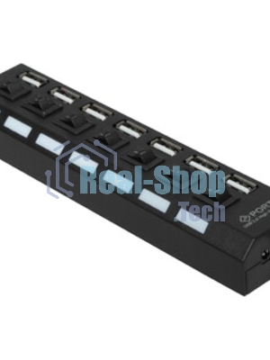USB-концентратор Gembird UHB-U2P7-02, USB 2.0, USB 7 портов, USB/Адаптер: 5 В / 2 A