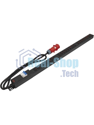 Блок распределения питания Powercom PDU-32AVMS24-18C3-6C9-3P верт.размещ. 18xC13 6xC19 с сетевым мониторингом 3x32A EN 60309 2м
