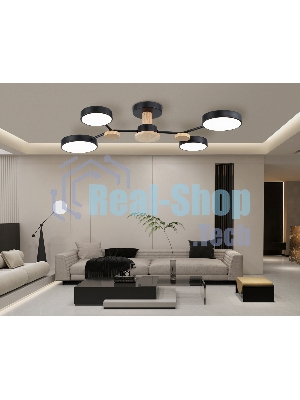 Светильник Ambrella light FL4860/4 BK/WD черный/дерево 60W 3000-6000K 700*400*120 (без ПДУ)