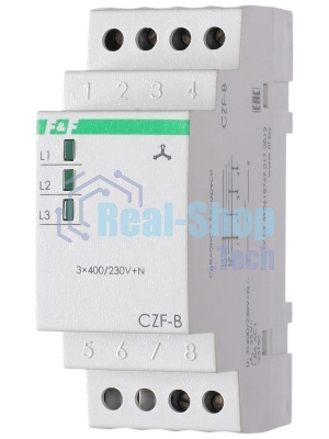 Реле контроля фаз CZF-B (3х400/230+N 8А 1перекл. IP20 монтаж на DIN-рейке) F&F EA04.001.002