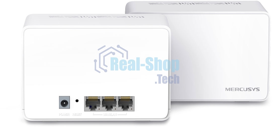 Домашняя Mesh Wi‑Fi система AX3000 Whole Home Mesh Wi-Fi 6 SystemSPEED: 574 Mbps at 2.4 GHz + 2402 Mbps at 5 GHzSPEC: Internal Antennas, 3× Gigabit Ports per Unit (WAN/LAN auto-sensing), 1024-QAM, OFDMA, HE160FEATURE: MERCUSYS APP, Router/AP Mode, One Unified Network, Seaml