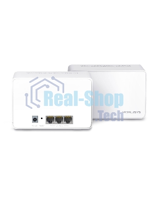Домашняя Mesh Wi‑Fi система AX3000 Whole Home Mesh Wi-Fi 6 SystemSPEED: 574 Mbps at 2.4 GHz + 2402 Mbps at 5 GHzSPEC: Internal Antennas, 3× Gigabit Ports per Unit (WAN/LAN auto-sensing), 1024-QAM, OFDMA, HE160FEATURE: MERCUSYS APP, Router/AP Mode, One Unified Network, Seaml