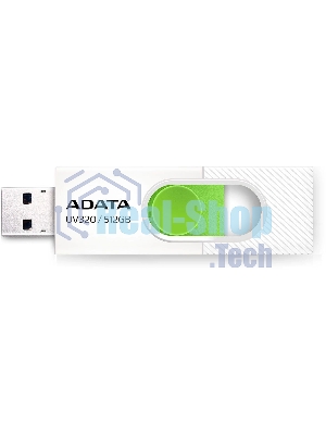 Флешка USB ADATA UV320 (AUV320-512G-RWHGN), 512Gb, USB 3.2 Gen1, R/W 100/30, белый/зеленый