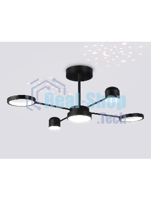 Потолочный светодиодный светильник Ambrella light FL51632/4+1 BK/GD черный/золото 3000K-6400K 48W 910*745*300 (ПДУ ИК)