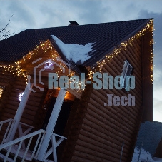 Гирлянда Neon-night Айсикл (бахрома) светодиодный, 4,8 х 0,6 м, прозрачный провод, диоды теплый белый, 176 LED