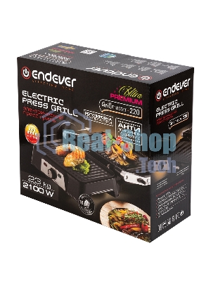 Гриль-пресс электрический Endever Grillmaster 220, серебристый/черный