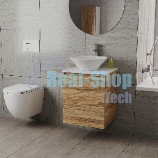 Тумба Bau Dream Blackwood 50 с дверцей, раковина BAU Dream D43, смеситель для раковины высокий Hotel Still, нержавеющая сталь
