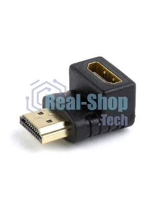 Переходник Cablexpert HDMI-HDMI 19F/19M, угловойсоединитель 90 градусов, золотые разъемы (A-HDMI90-FML)