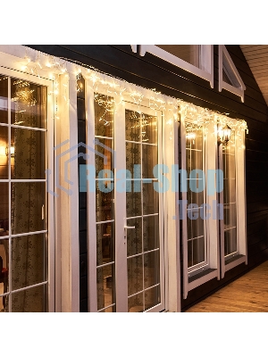 Гирлянда Neon-night Айсикл (бахрома) светодиодный, 4,8 х 0,6 м, прозрачный провод, диоды теплый белый, 176 LED