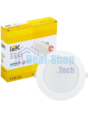 Светильник IEK LDVO0-1613-12-4000-K01 LED ДВО 1613 белый круг 12Вт 4000К IP20 пластик. корпус, диам 145 мм