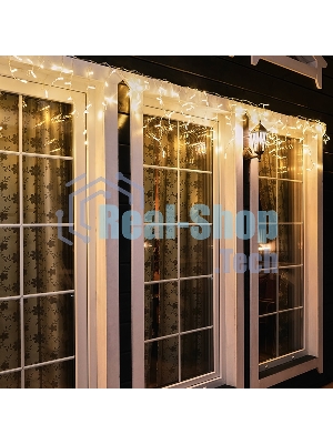 Гирлянда Neon-night Айсикл (бахрома) светодиодный, 4,8 х 0,6 м, прозрачный провод, диоды теплый белый, 176 LED