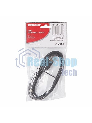 Шнур USB 3.1 type C (male)-USB 3.0 (male) Rexant 1 м