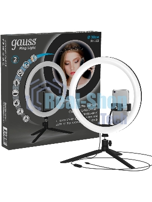 Светильник кольцевой Gauss 15W 800lm 3000-6500K 5V USB IP20 300x23мм черный дим пульт е LED