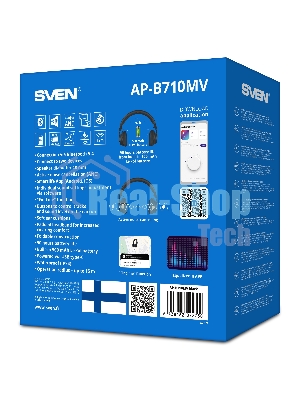 Беспроводные/проводные наушники Sven AP-B710MV черный, полноразмерные, Bluetooth + Jack 3.5 мм, складная конструкция, до 22 ч