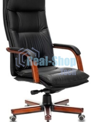 Кресло Бюрократ T-9927WALNUT/BLACK черный, кожа
