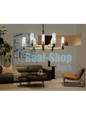 Люстра Ambrella light LH55513/9 BK/BS/CL черный/латунь/прозрачный E14*9 max 40W D760*760