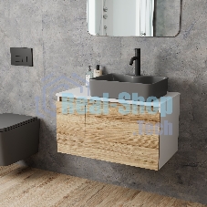 Комплект: тумба Bau Dream Blackwood 80, раковина BAU Cerama 48х37, темно-серая, смеситель Hotel Dream Black, черный матовый