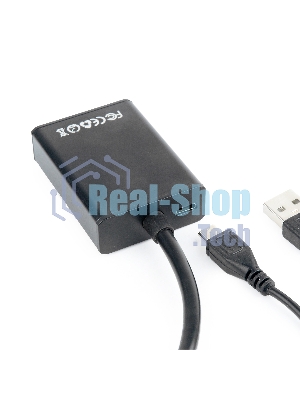 Переходник VGA (M)-HDMI (F) Cablexpert A-VGA-HDMI-01, 19M/15F, 15 см, аудиовыход Jack 3,5 (M), питание от USB