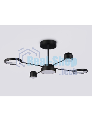 Потолочный светодиодный светильник Ambrella light FL51632/4+1 BK/GD черный/золото 3000K-6400K 48W 910*745*300 (ПДУ ИК)