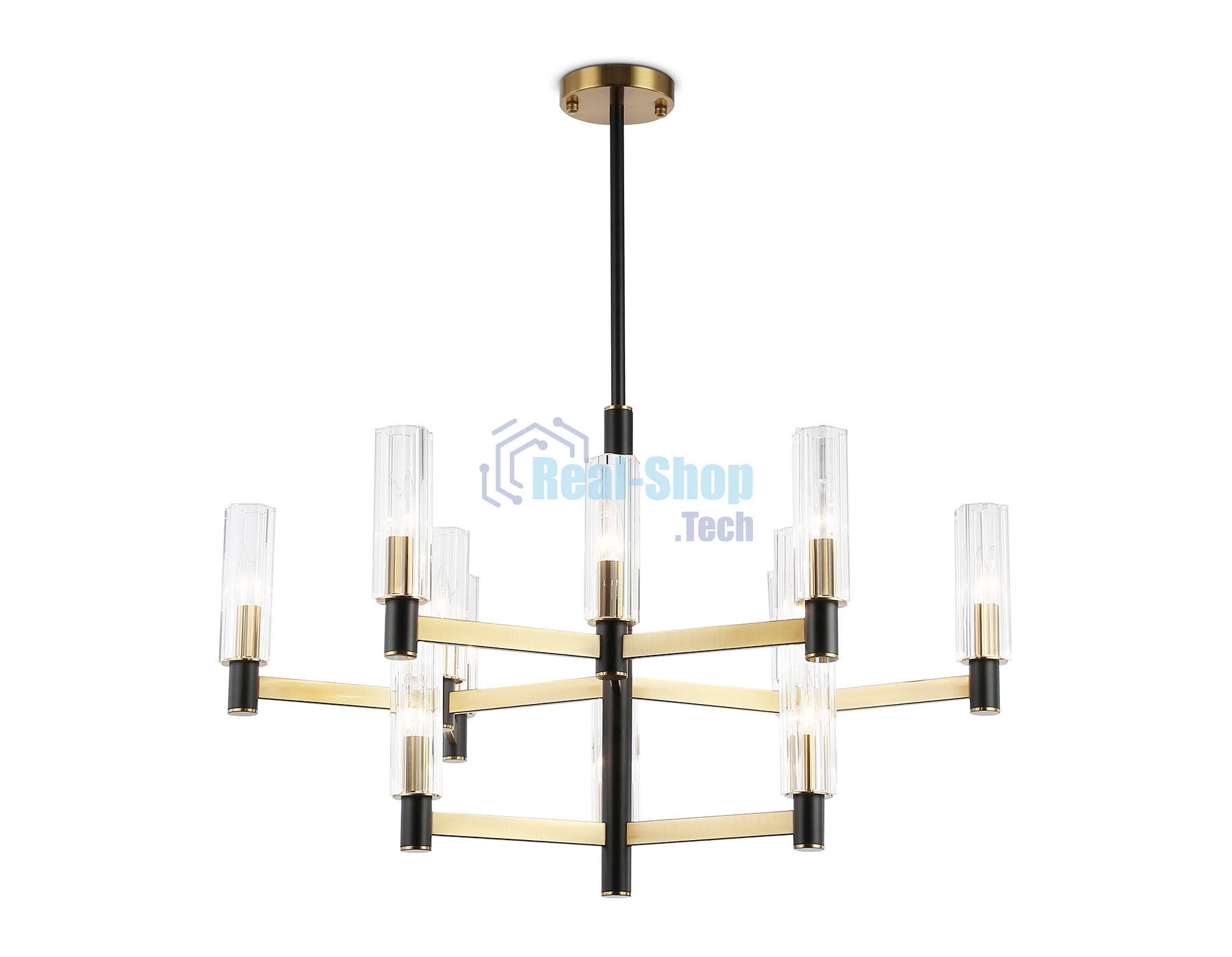 Люстра Ambrella light LH55515/12 BK/BS/CL черный/латунь/прозрачный E14*12 max 40W D860*905