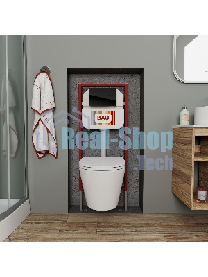 Комплект BAU 6 в 1: рамная инсталляция BAU NEO 45, унитаз подвесной безободковый смыв торнадо Bau Nimb Hurricane3, сиденье дюропласт микролифт, клавиша из стекла BAU Dream дизайнерская, черная