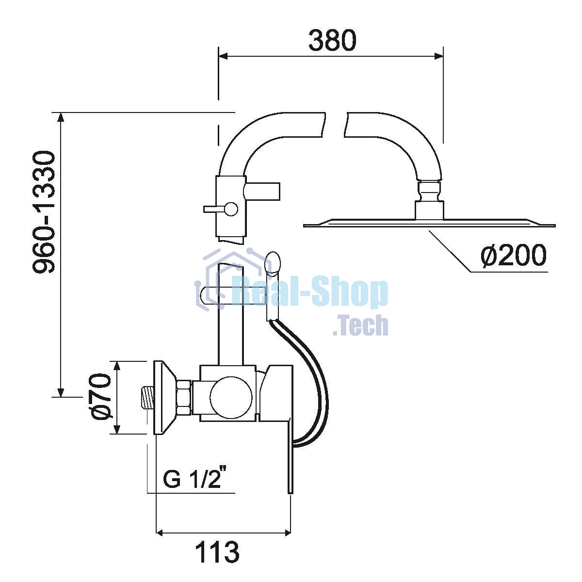 SUS124-003DK-2 Душевая система, ø35