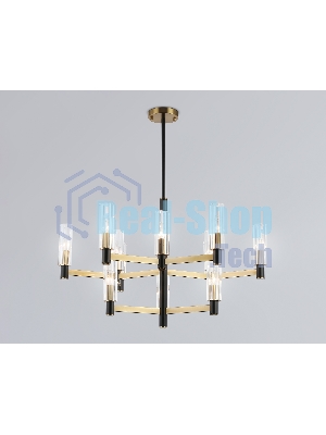 Люстра Ambrella light LH55515/12 BK/BS/CL черный/латунь/прозрачный E14*12 max 40W D860*905