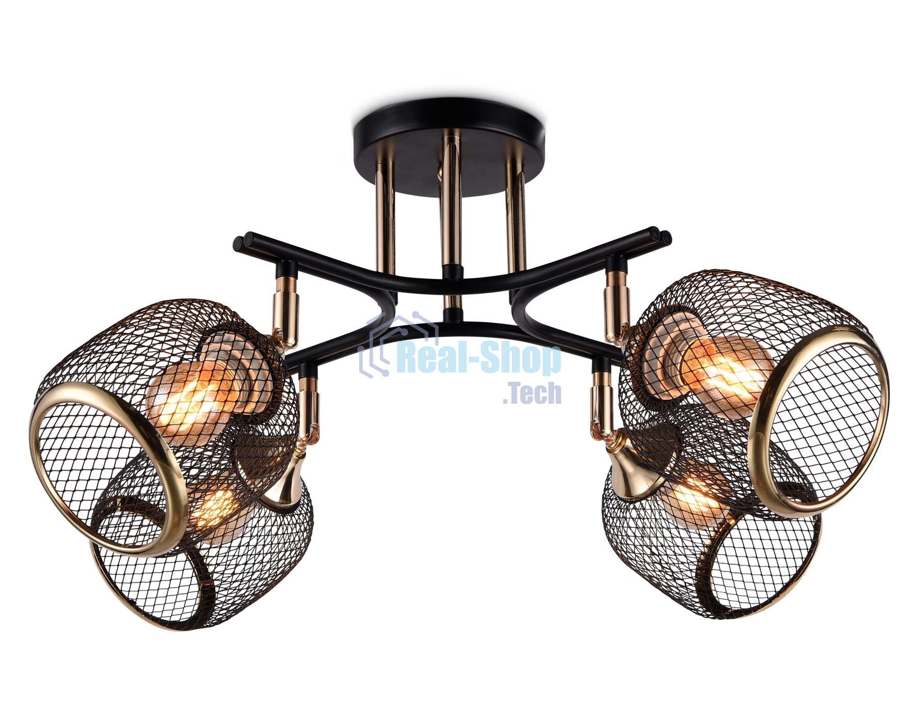 Светильник Ambrella light TR80177/4 BK/FGD черный/золото E27/4 max 40W D640*260
