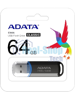 Флешка USB ADATA Classic C906 (AC906-64G-RBK), 64Gb, USB 2.0, R/W 15/5, черный/синий