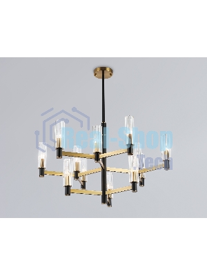 Люстра Ambrella light LH55515/12 BK/BS/CL черный/латунь/прозрачный E14*12 max 40W D860*905