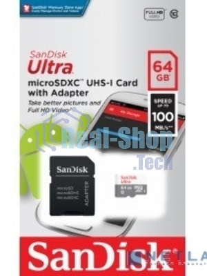 Флеш карта microSD 64GB SanDisk microSDXC Class 10 Ultra (SD адаптер) UHS-I 100MB/s