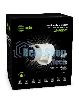 Проектор Cactus CS-PRE.01B.Full HD-A LCD 7300Lm LS 250Lm ANSI (1920x1080) 1500:1 ресурс лампы:50000часов 1xUSB typeA 1xHDMI 1кг