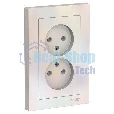 Розетка 2-м AtlasDesign без заземл. 16А в сборе жемчуг SchE ATN000420