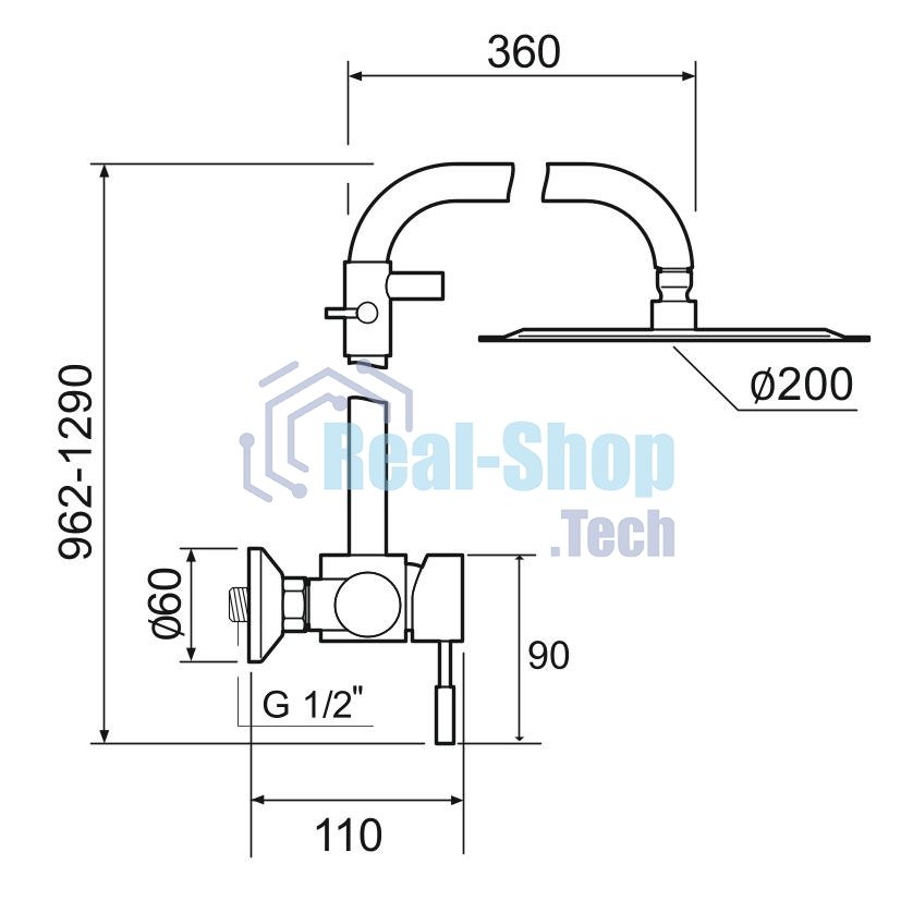 SUS124-003DK-3 Душевая система, ø35