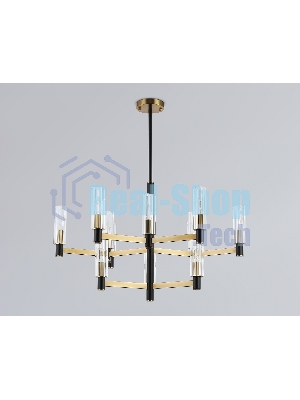 Люстра Ambrella light LH55515/12 BK/BS/CL черный/латунь/прозрачный E14*12 max 40W D860*905