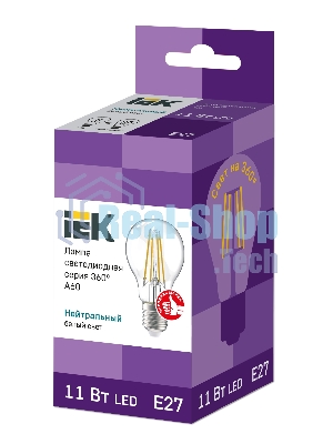 Лампа cветодиодная LED A60 шар прозр. IEK LLF-A60-11-230-40-E27-CL 11Вт 230В 4000К E27 серия 360°